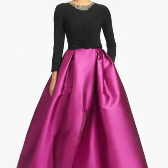 Sachin + Babi Dresses & Skirts - Sachin & Babi Black Magenta Desdemona Beaded Tie Waist Gown